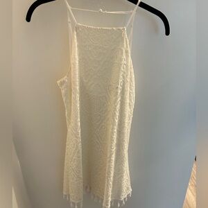 White Lace Tassel Mini Dress